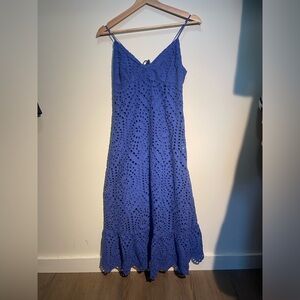 Bright blue dress with Eyelet Embroidery